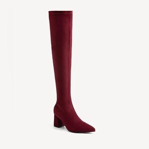 Cosy Island burgundy Minimalist Zipper Pointed Toe High Boots new without box